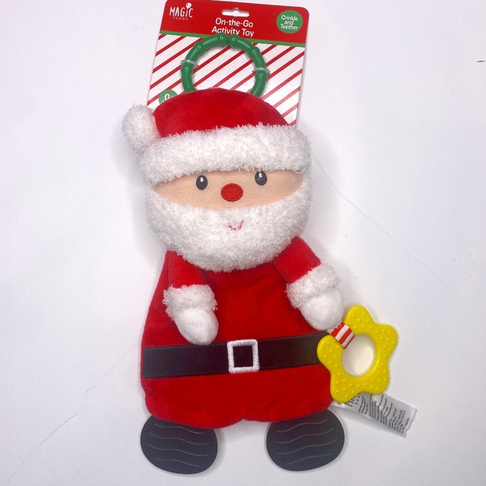 Magic Years, NWT, On The Go, Santa Activity Toy, crinkle and teether travel clip